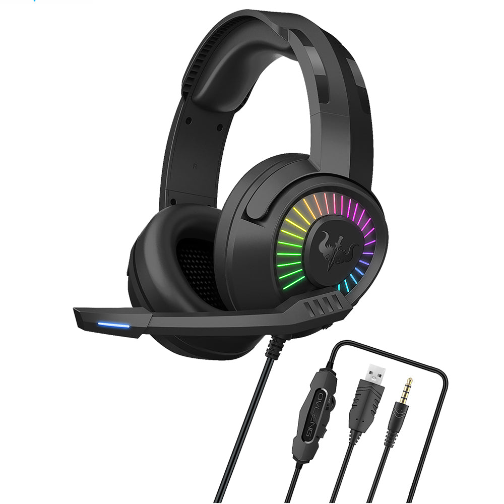 OVLENG GT67 E-sports USB+3.5mm Wired Headphone Noise Reduction Microphone Over-ear LED Lighting Volume Control Gaming Headset OVLENG GT67 E-sports USB+3.5mm Wired Headphone Noise Reduction Microphone Over-ear LED Lighting Volume Control Gaming Headset